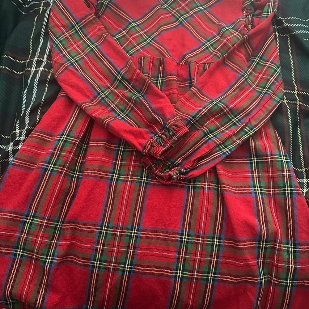 Red Plaid Long Sleeve Dress